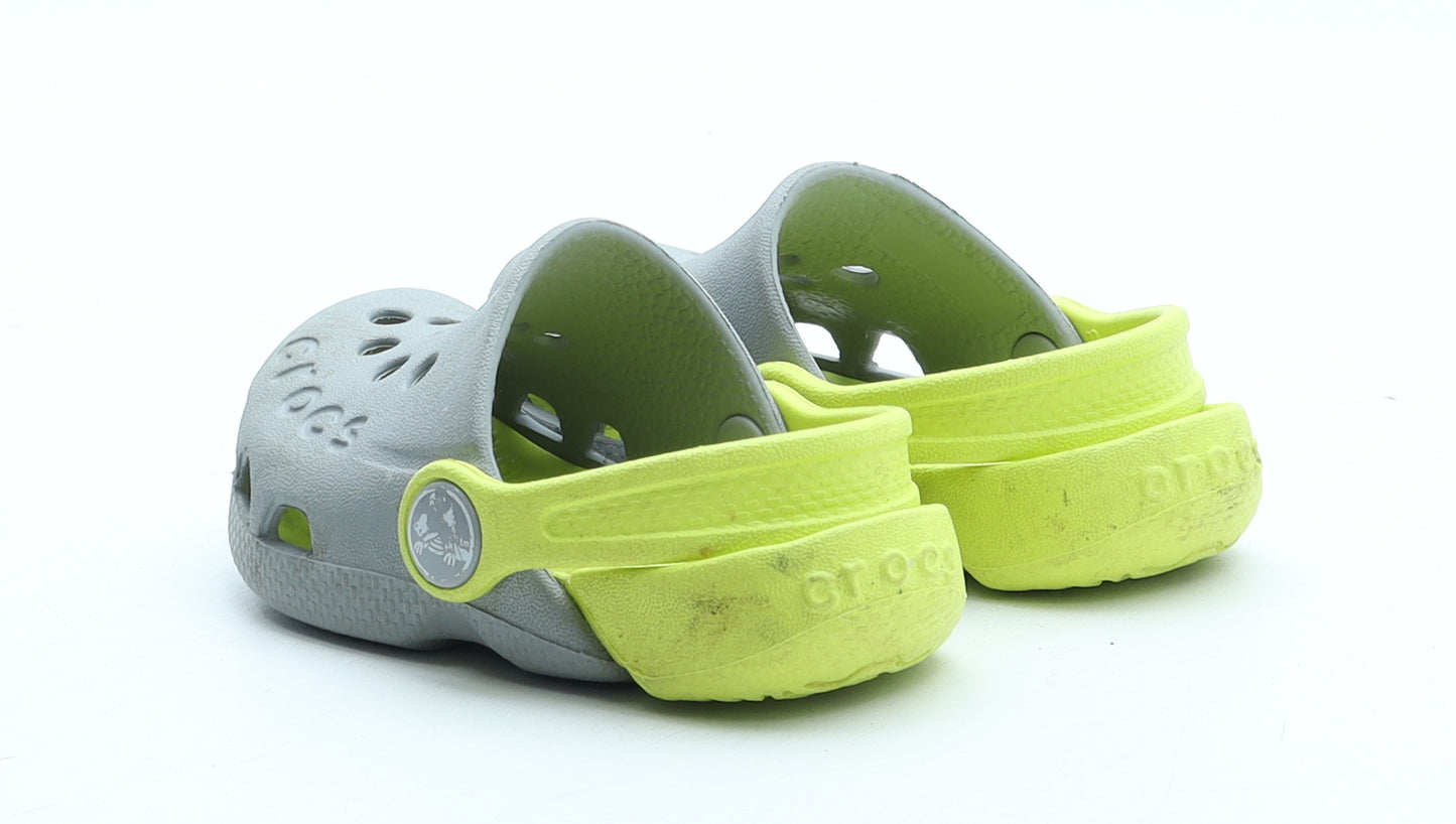 Crocs Boys Grey Colourblock Rubber Clog Sandal UK 5
