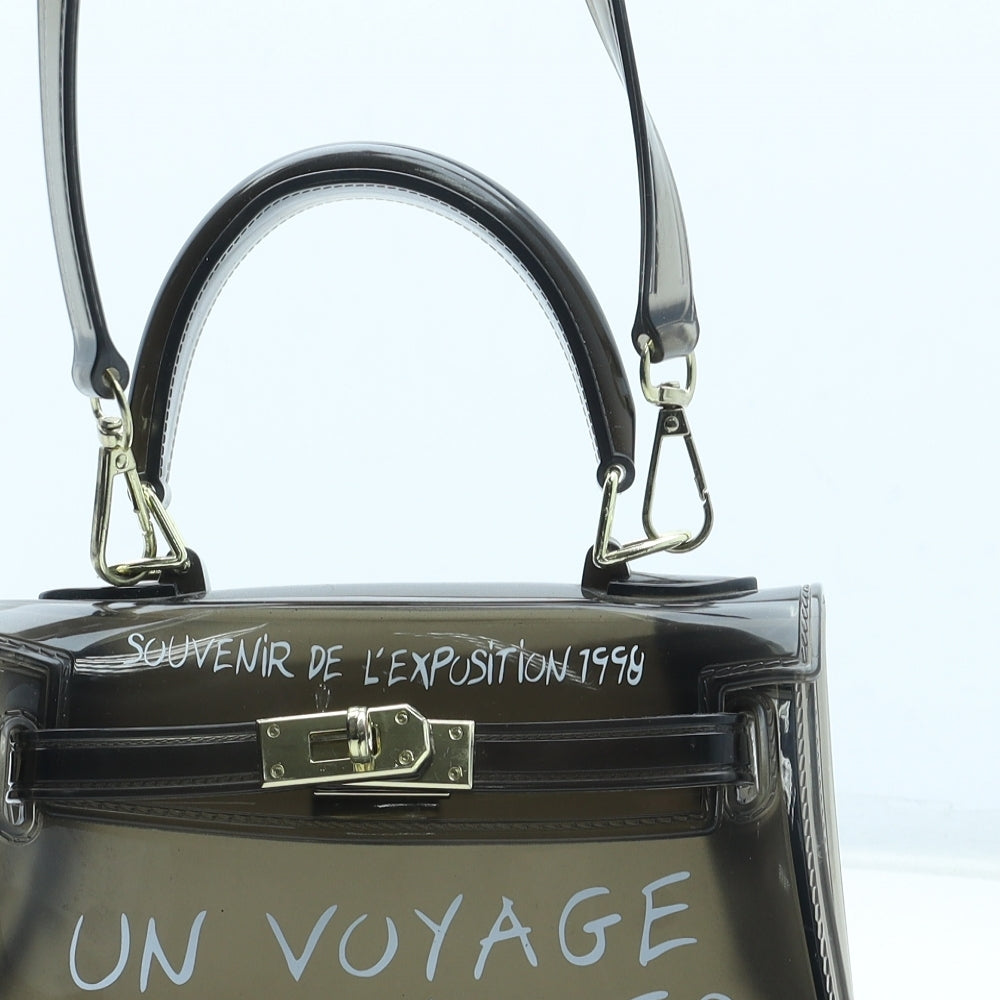 Preworn Womens Brown Plastic Top Handle Bag Size Small