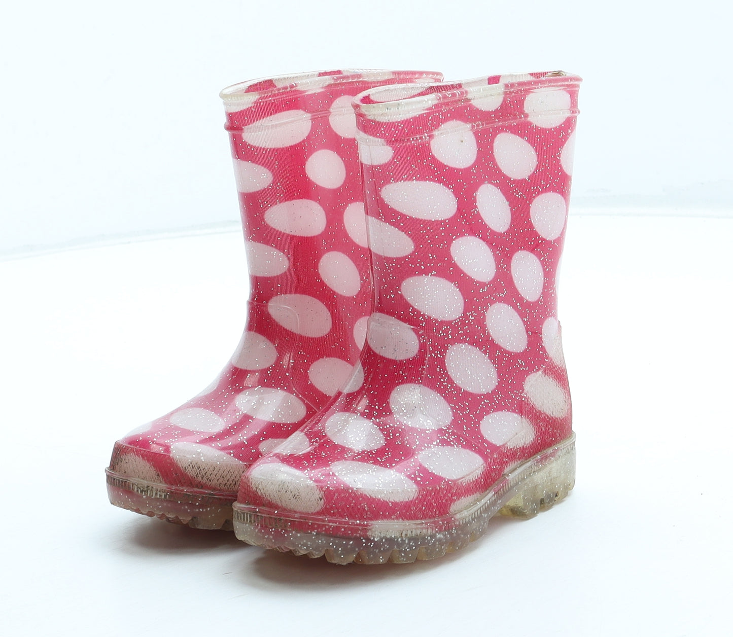 PEP&CO Girls Pink Polka Dot Rubber Wellies Boot UK 5 22