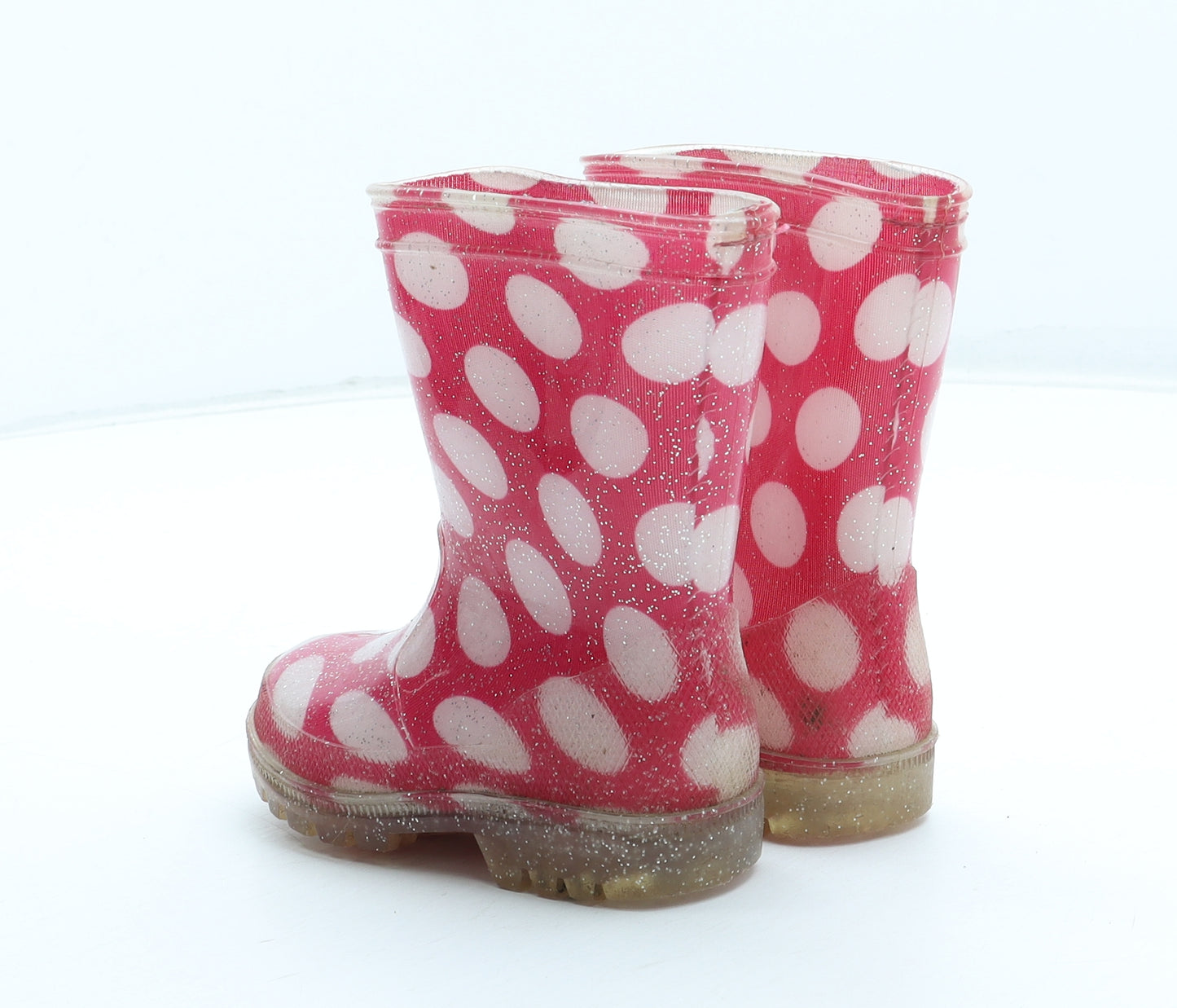 PEP&CO Girls Pink Polka Dot Rubber Wellies Boot UK 5 22