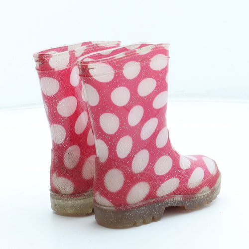 PEP&CO Girls Pink Polka Dot Rubber Wellies Boot UK 5 22