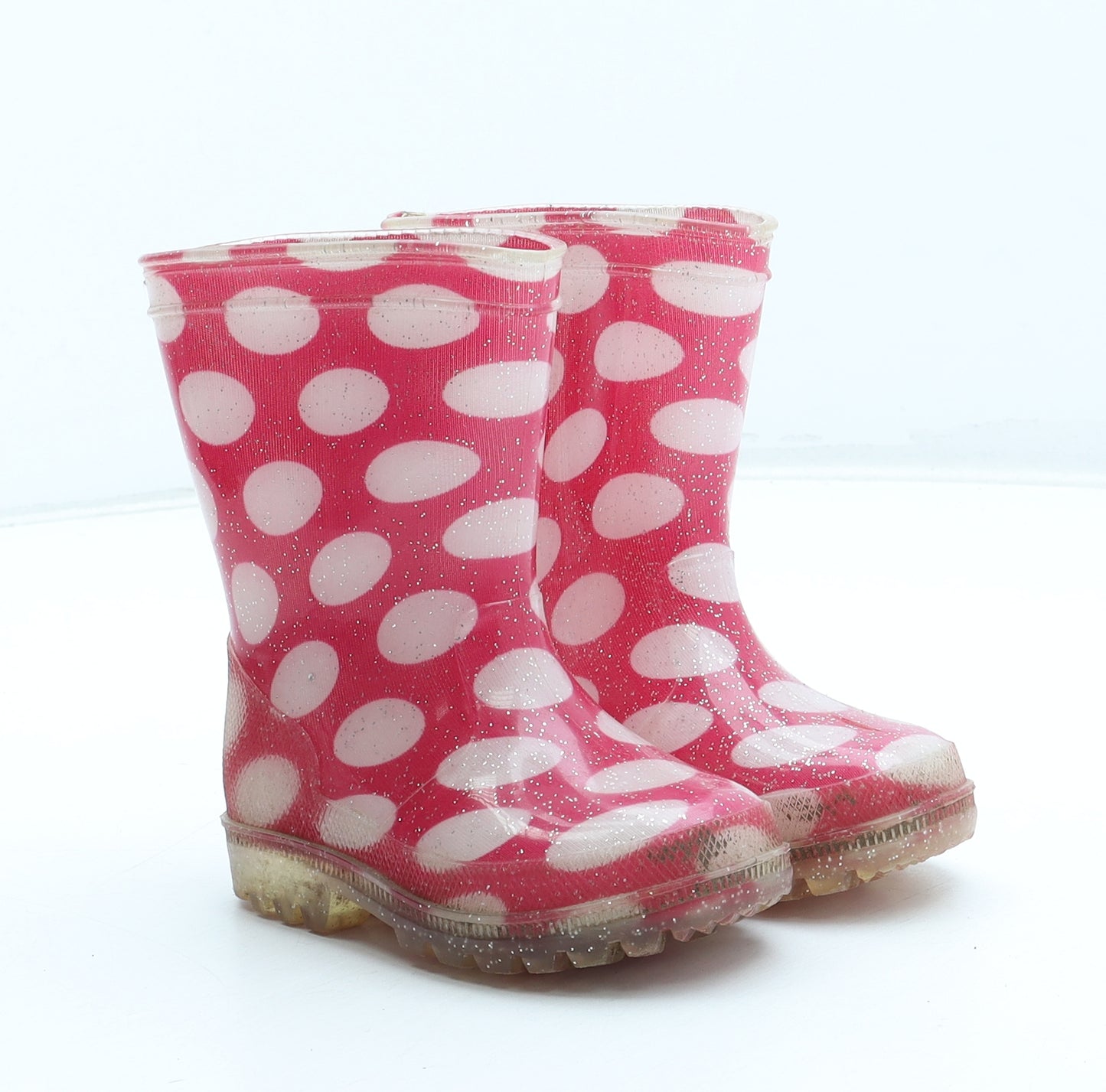 PEP&CO Girls Pink Polka Dot Rubber Wellies Boot UK 5 22