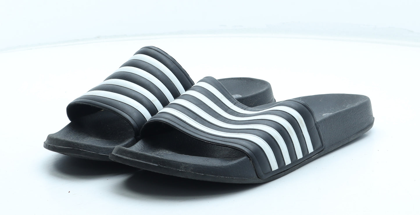 Preworn Mens Black Striped Rubber Slider Sandal UK 7 41