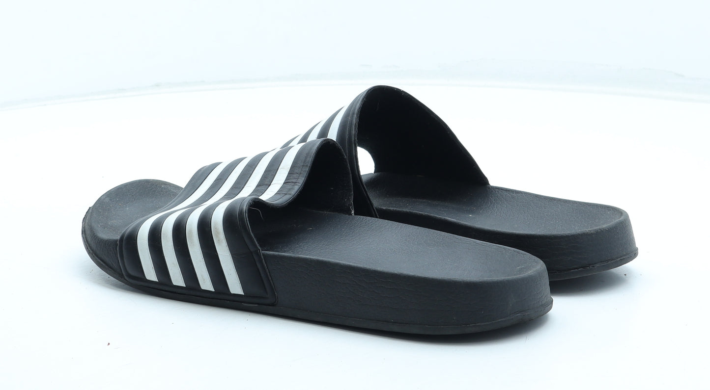 Preworn Mens Black Striped Rubber Slider Sandal UK 7 41