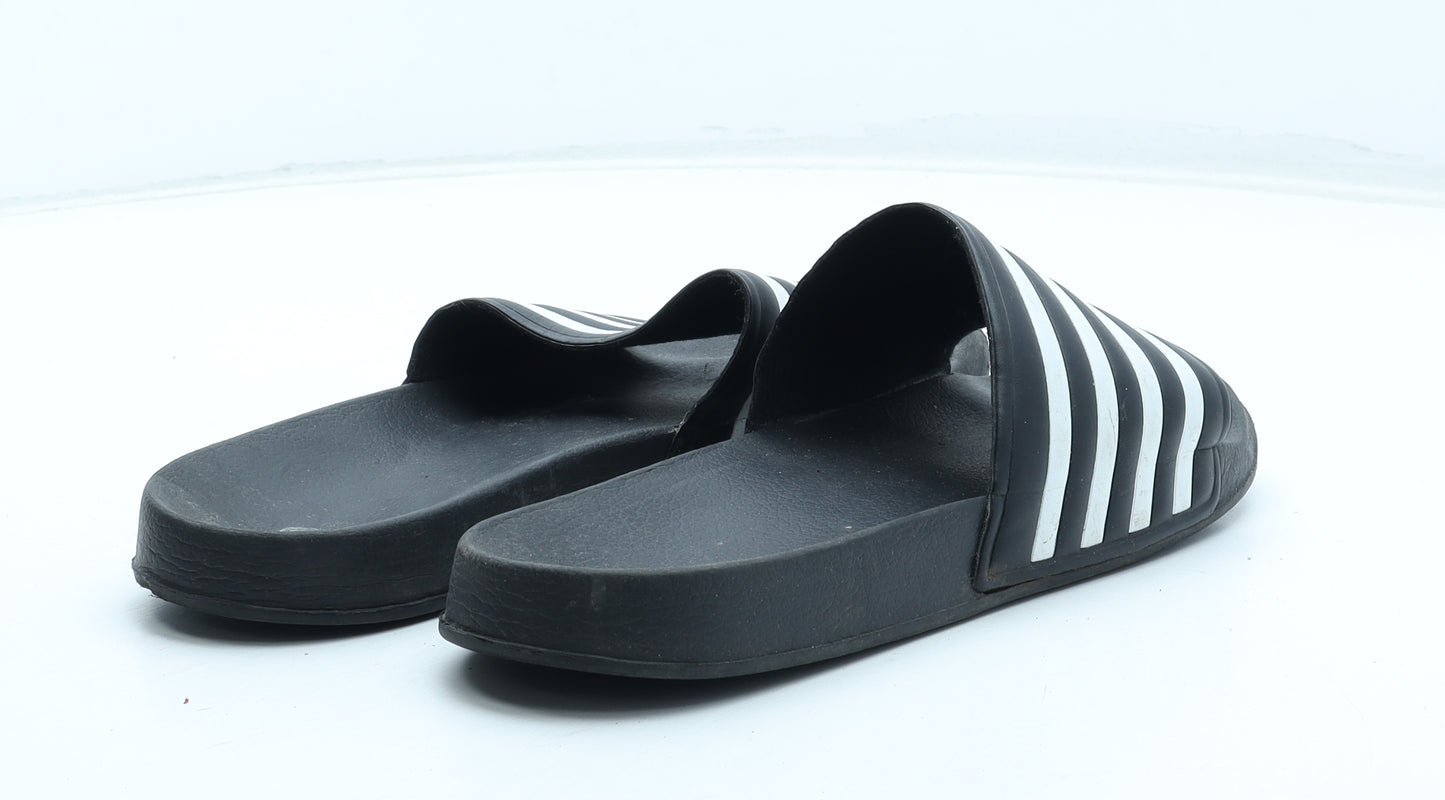 Preworn Mens Black Striped Rubber Slider Sandal UK 7 41
