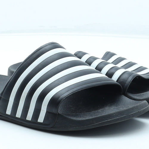 Preworn Mens Black Striped Rubber Slider Sandal UK 7 41