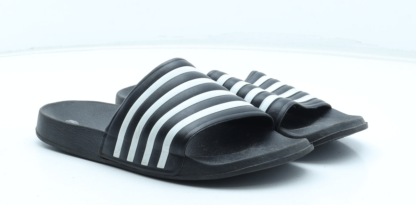Preworn Mens Black Striped Rubber Slider Sandal UK 7 41