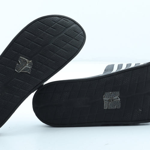 Preworn Mens Black Striped Rubber Slider Sandal UK 7 41