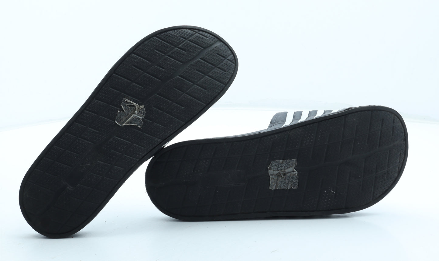 Preworn Mens Black Striped Rubber Slider Sandal UK 7 41