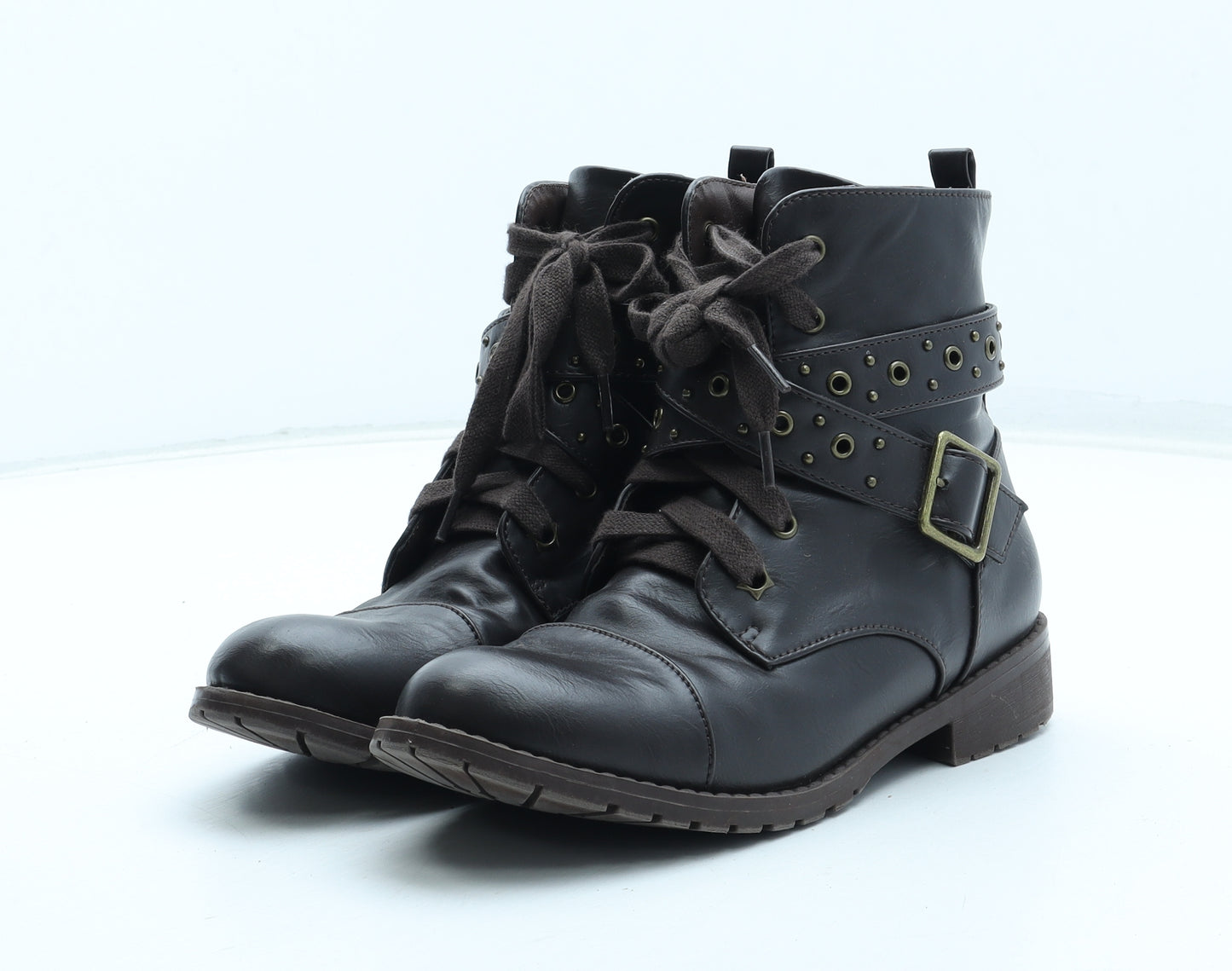 Marks and Spencer Girls Brown Leather Bootie Boot UK 2
