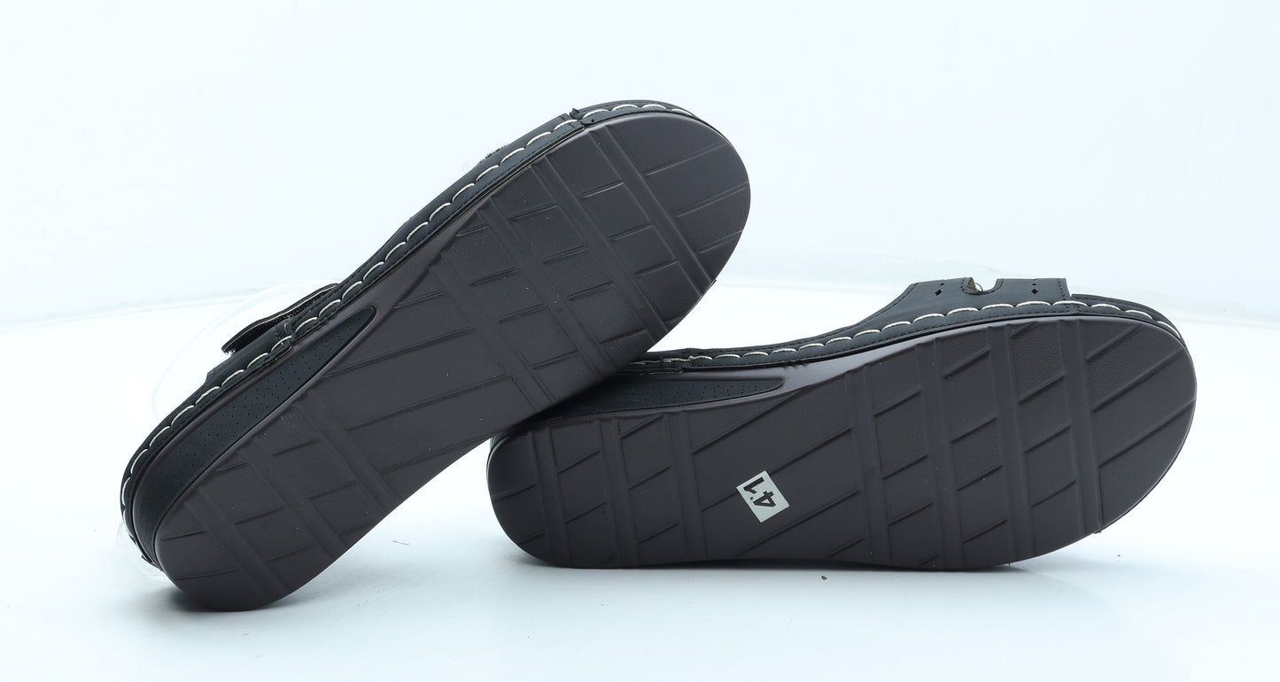 Preworn Womens Black Polyurethane Strappy Sandal UK