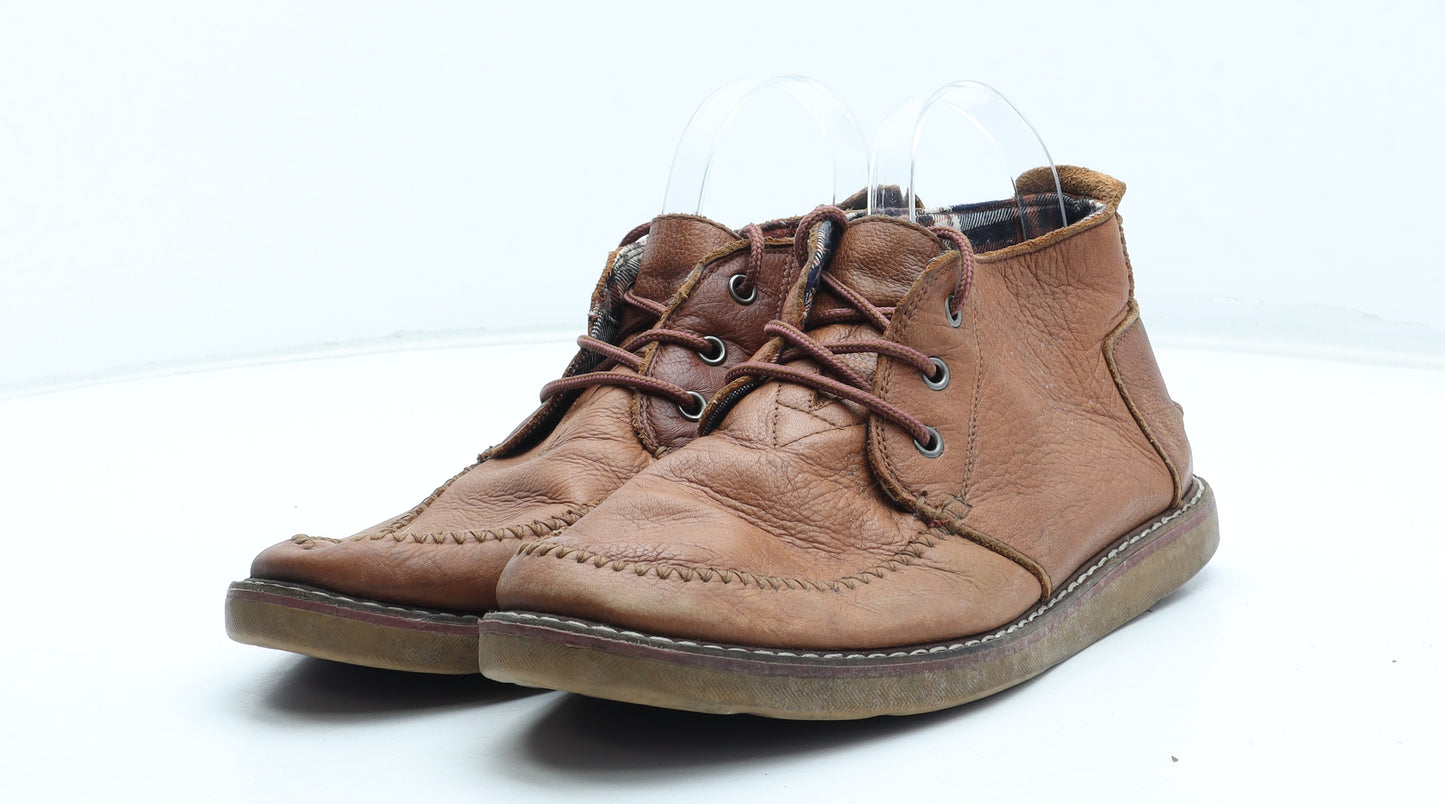 Toms Mens Brown Leather Boat Shoe Casual UK 8 - Estimated UK shoe size 8