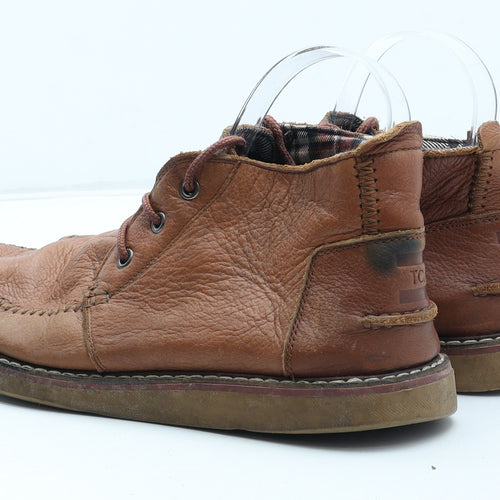 Toms Mens Brown Leather Boat Shoe Casual UK 8 - Estimated UK shoe size 8