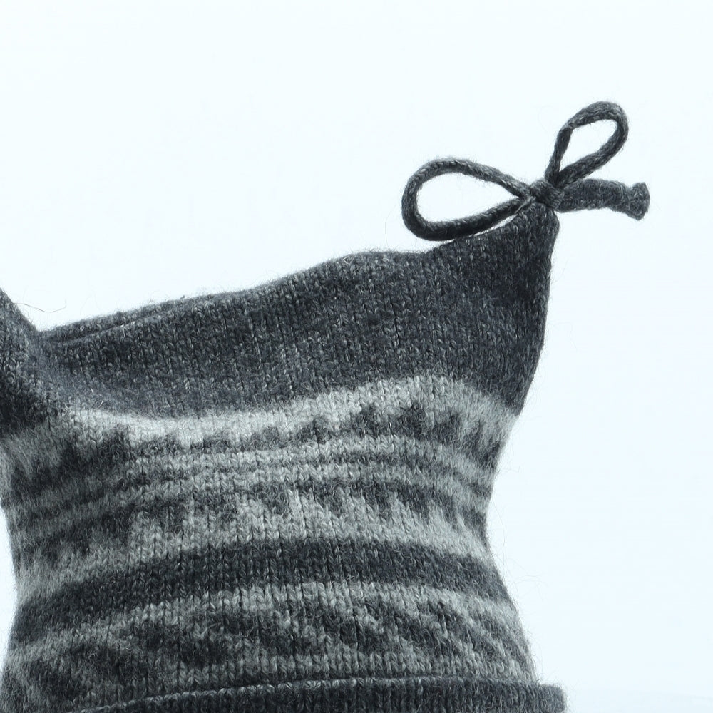 Preworn Boys Grey Geometric Wool Winter Hat One Size