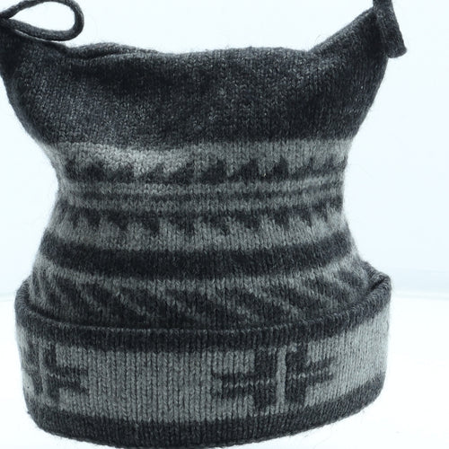 Preworn Boys Grey Geometric Wool Winter Hat One Size