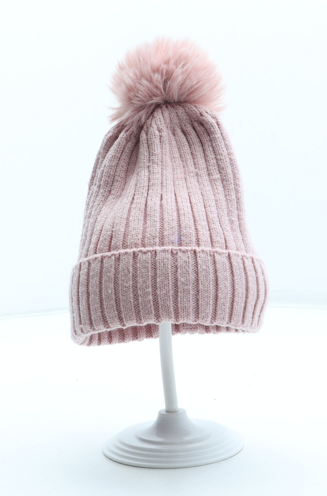 Preworn Girls Pink Acrylic Bobble Hat Size S