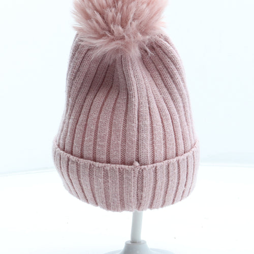 Preworn Girls Pink Acrylic Bobble Hat Size S