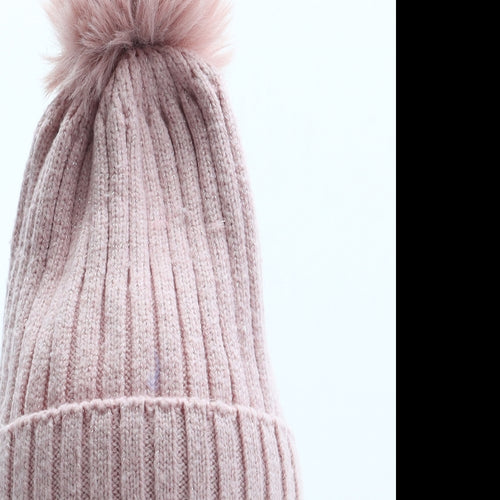 Preworn Girls Pink Acrylic Bobble Hat Size S