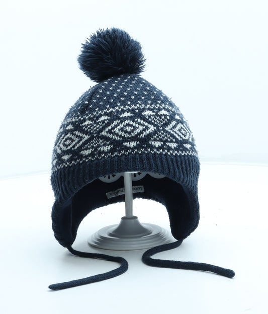 Preworn Boys Blue Fair Isle Acrylic Bobble Hat One Size