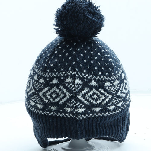 Preworn Boys Blue Fair Isle Acrylic Bobble Hat One Size