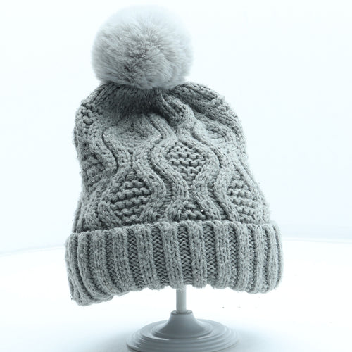 NEXT Womens Grey Acrylic Bobble Hat One Size