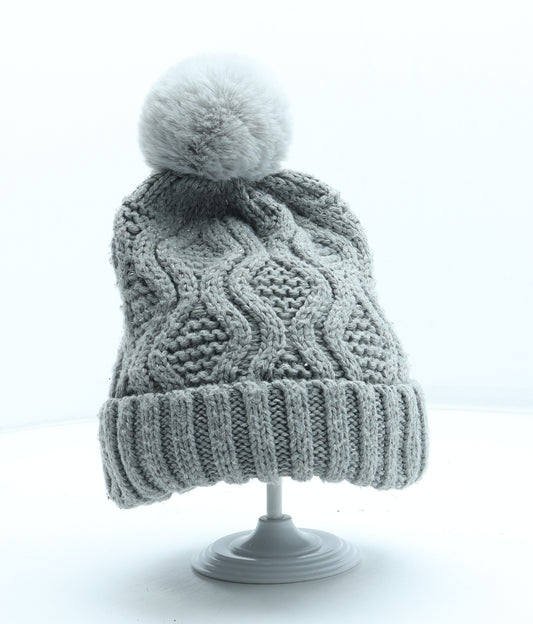 NEXT Womens Grey Acrylic Bobble Hat One Size