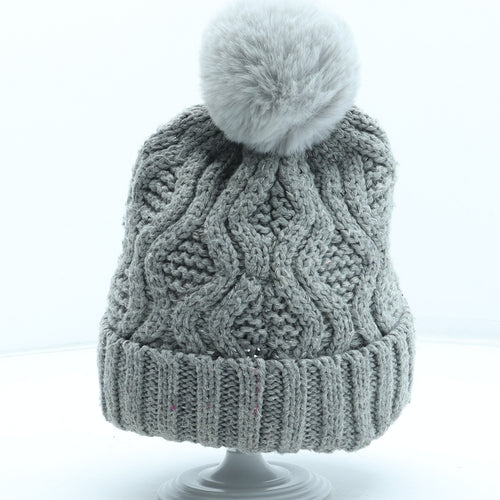NEXT Womens Grey Acrylic Bobble Hat One Size