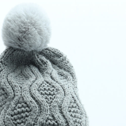 NEXT Womens Grey Acrylic Bobble Hat One Size