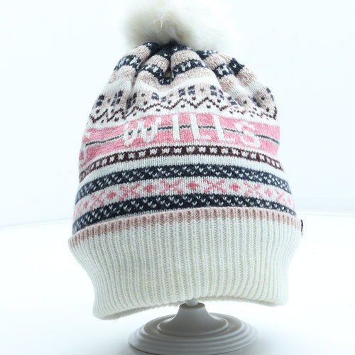 Jack Wills Womens Multicoloured Fair Isle Acrylic Bobble Hat One Size
