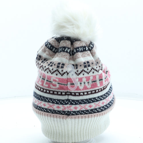 Jack Wills Womens Multicoloured Fair Isle Acrylic Bobble Hat One Size