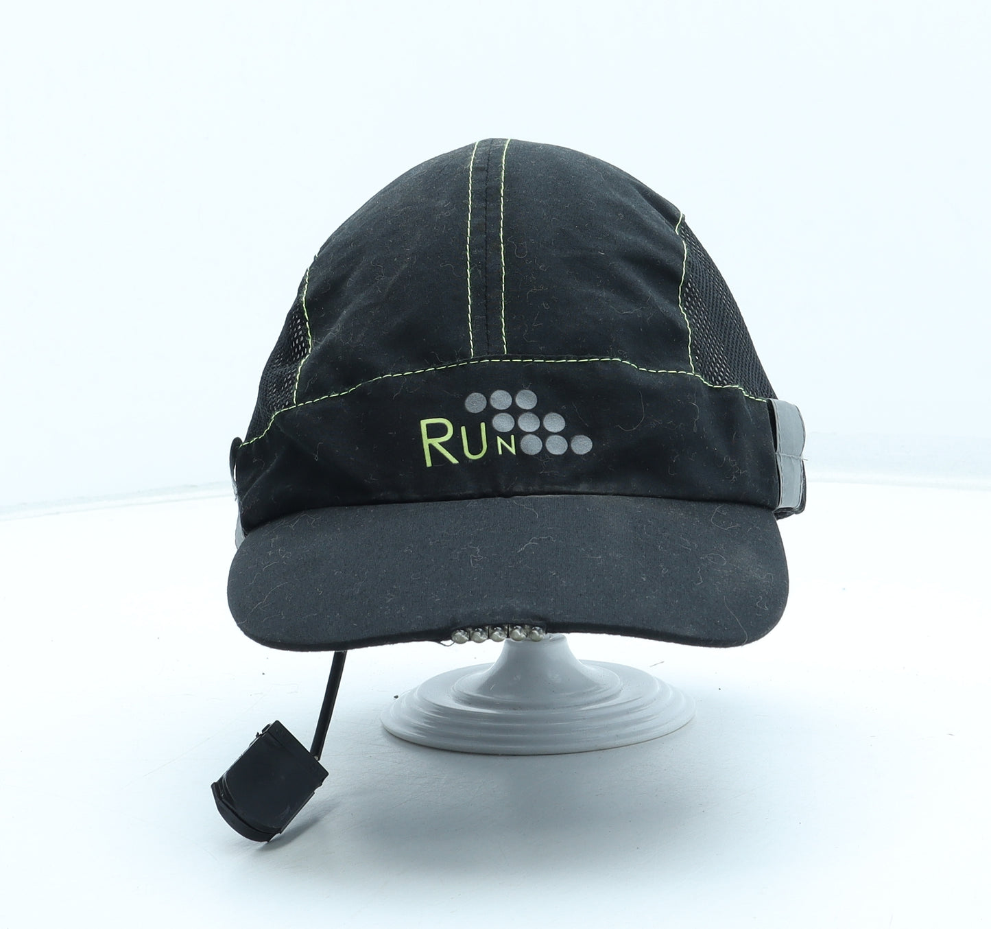 Run Mens Black Polyester Snapback Size Adjustable - Light up Running Hat