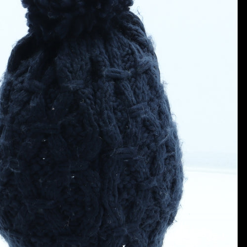 Preworn Womens Blue Acrylic Bobble Hat One Size