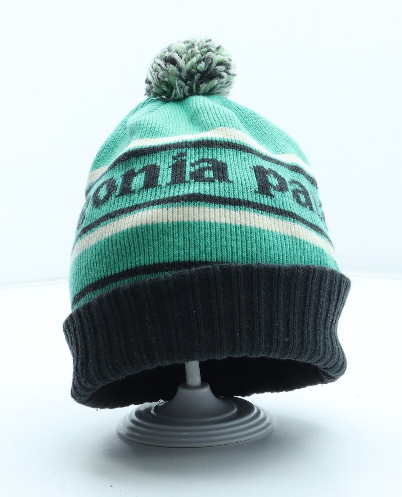 Patagonia Boys Green Colourblock Acrylic Bobble Hat One Size