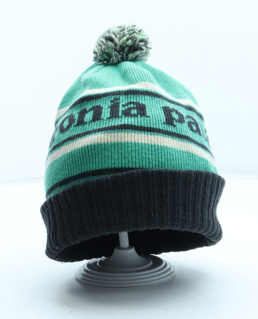 Patagonia Boys Green Colourblock Acrylic Bobble Hat One Size