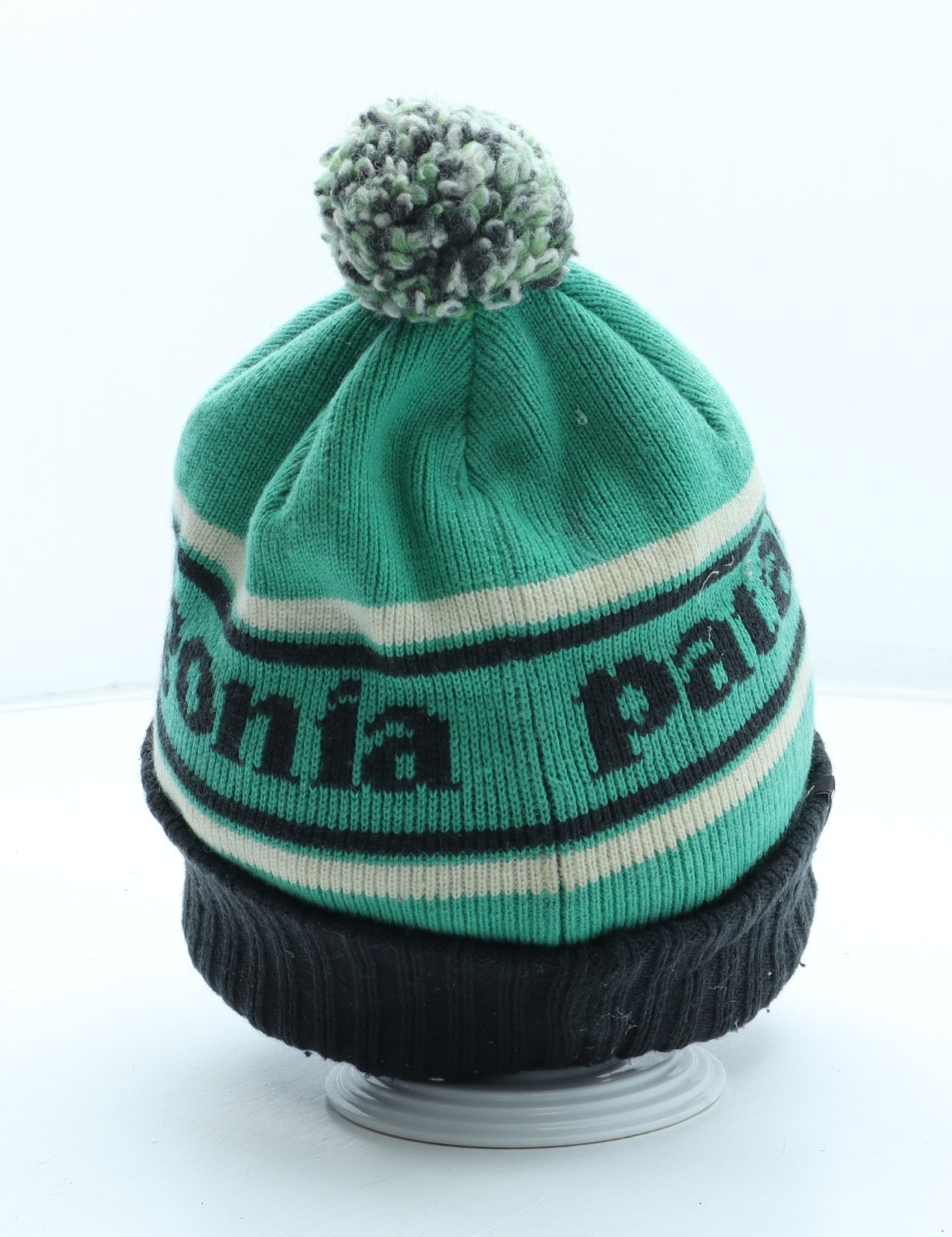 Patagonia Boys Green Colourblock Acrylic Bobble Hat One Size