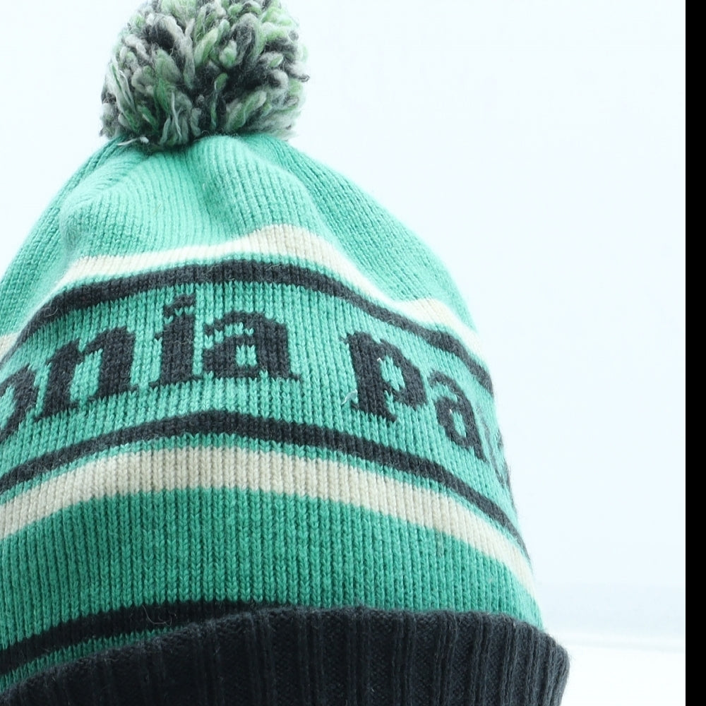 Patagonia Boys Green Colourblock Acrylic Bobble Hat One Size