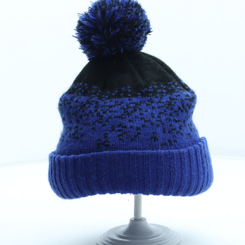 TU Boys Blue Colourblock Acrylic Bobble Hat One Size - UK Size 3-5 Years