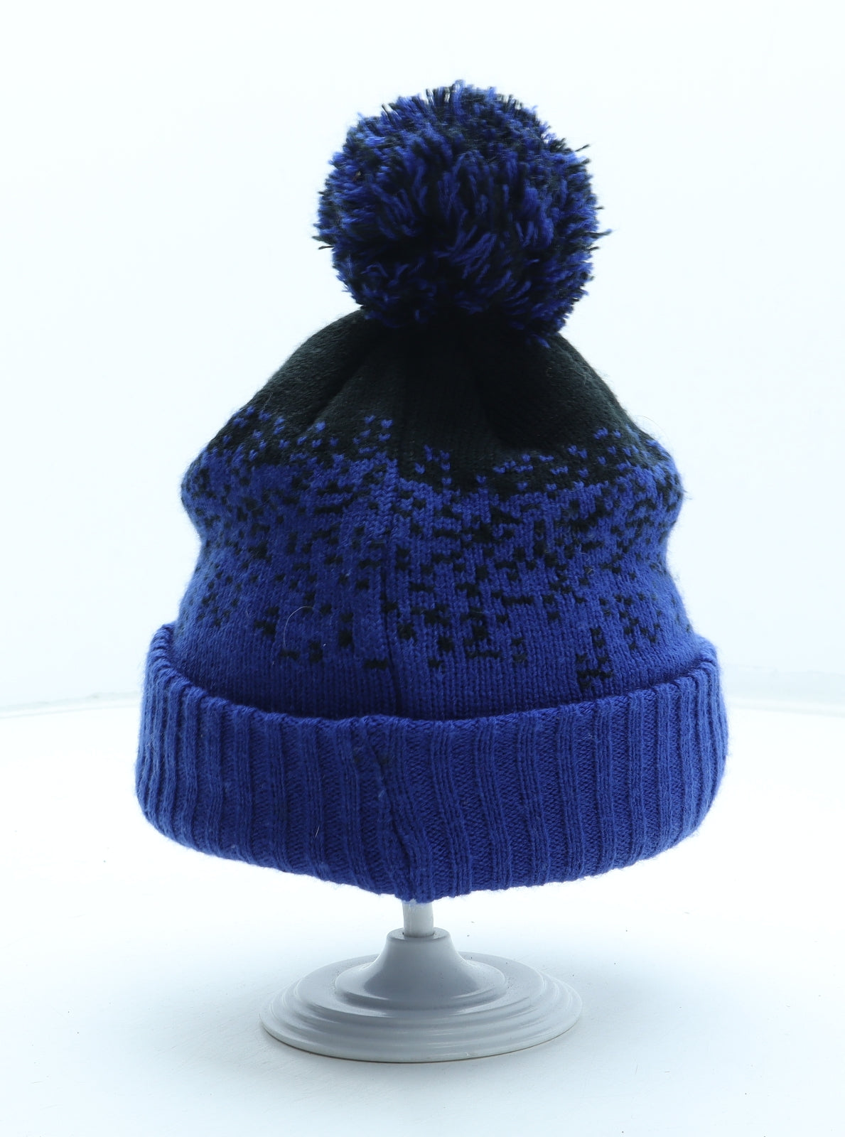 TU Boys Blue Colourblock Acrylic Bobble Hat One Size - UK Size 3-5 Years