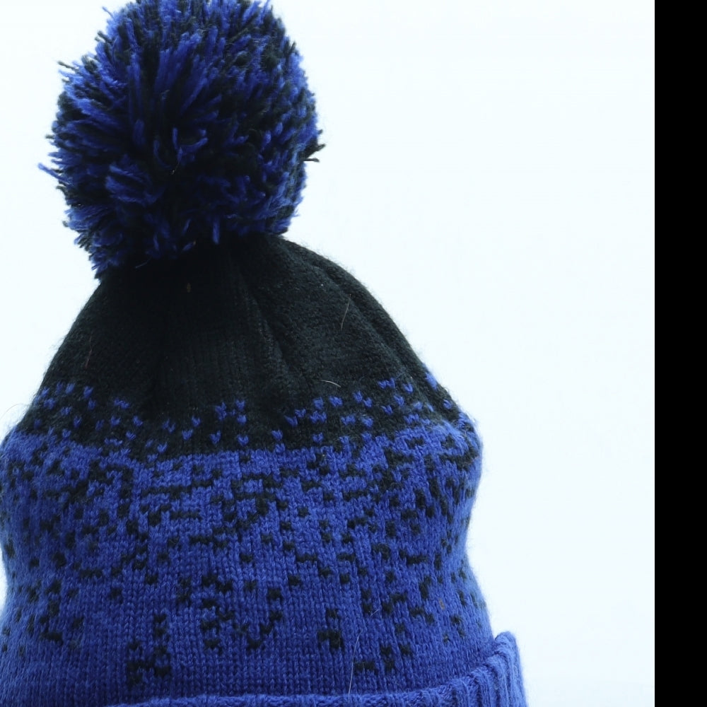 TU Boys Blue Colourblock Acrylic Bobble Hat One Size - UK Size 3-5 Years