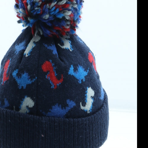 NEXT Boys Blue Geometric Acrylic Bobble Hat One Size - Dinosaur Pattern