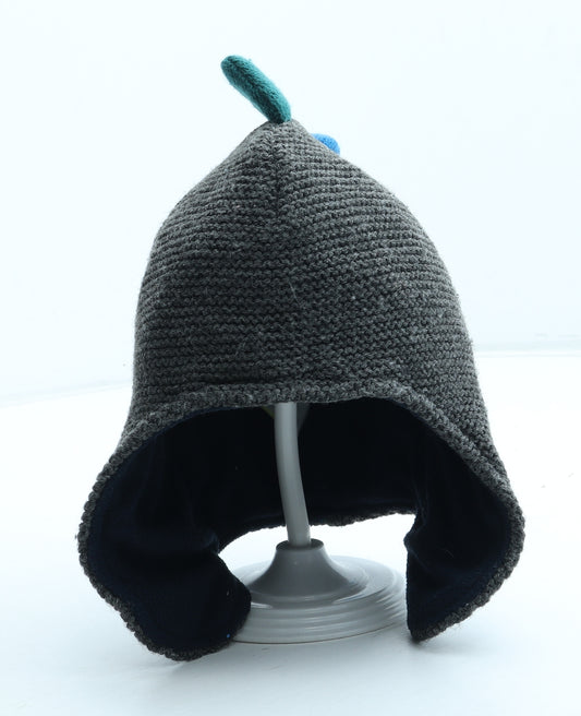 Marks and Spencer Boys Blue Acrylic Beanie One Size - Dinosaur UK Size 18-36 Months