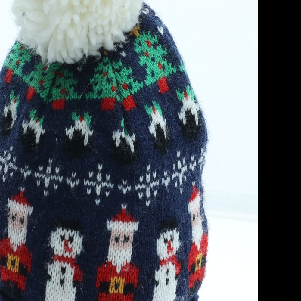 Atmosphere Mens Multicoloured Fair Isle Acrylic Winter Hat One Size - Christmas Hat