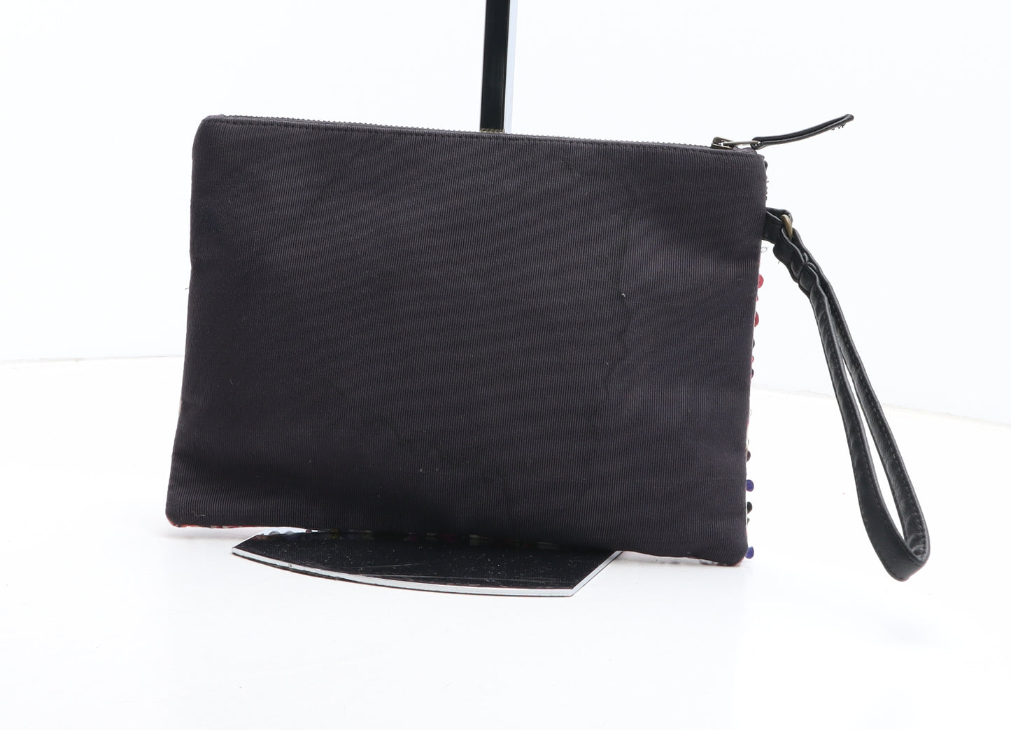 Accessorize Womens Black Floral Cotton Clutch Size Medium