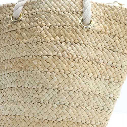 Preworn Womens Beige Paper Fibre Top Handle Bag Size Large