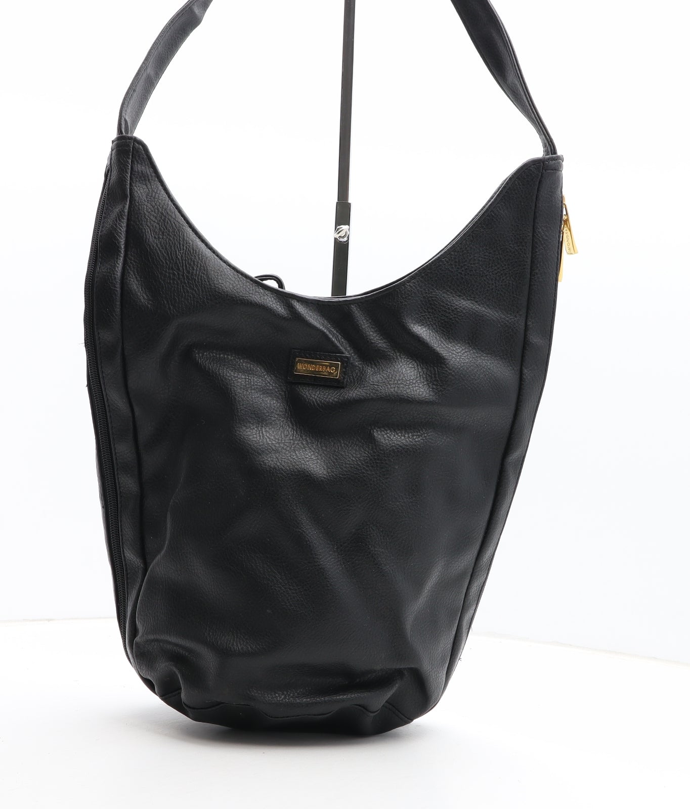 Wonderbag Womens Black Polyurethane Shoulder Bag Size Large