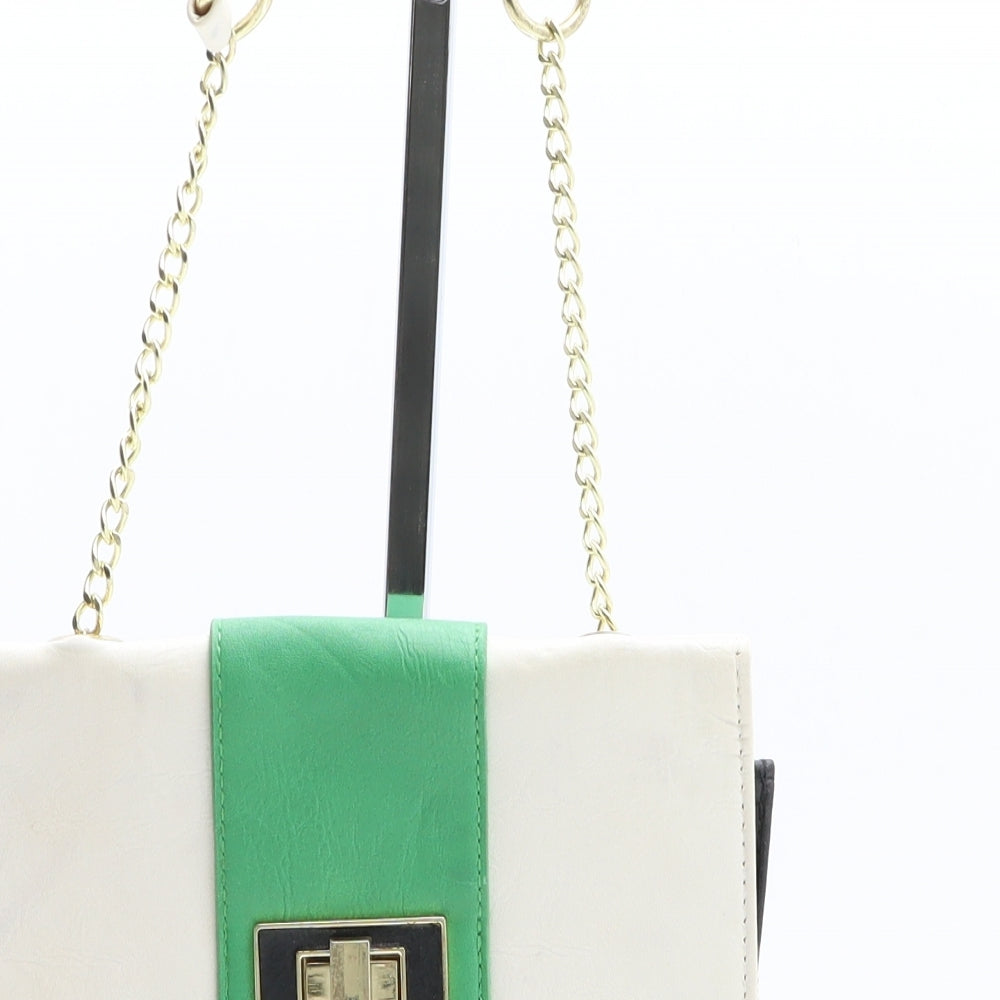 Preworn Womens Multicoloured Colorblock Polyurethane Crossbody Size Small