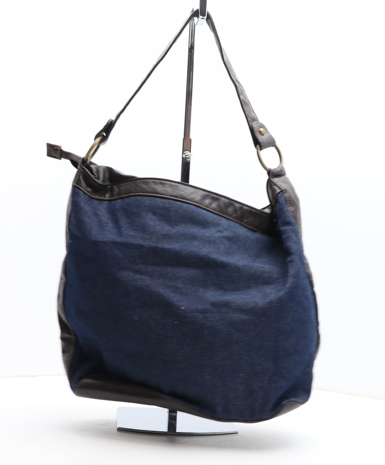 M&Co Womens Blue Argyle/Diamond Cotton Shoulder Bag Size Medium