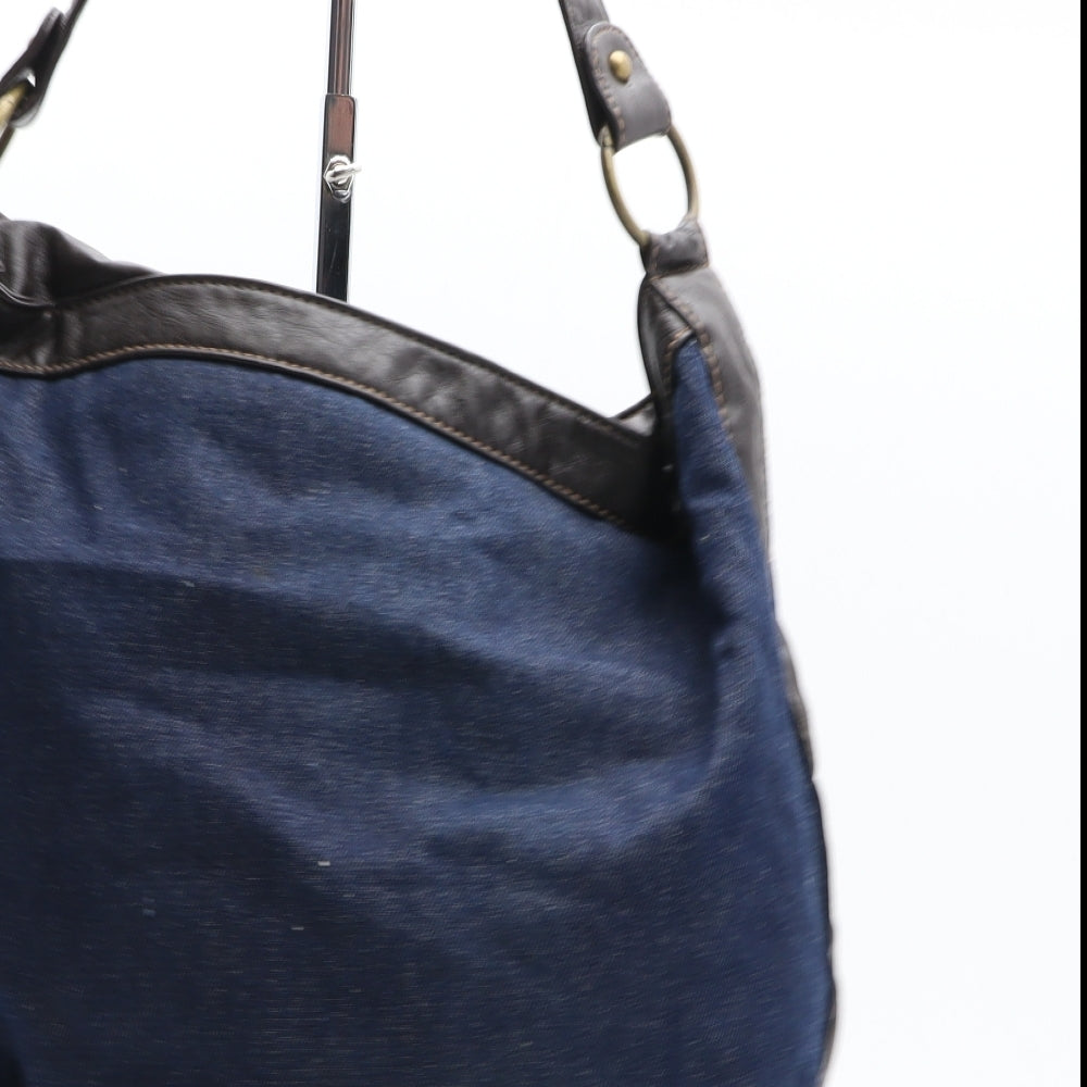 M&Co Womens Blue Argyle/Diamond Cotton Shoulder Bag Size Medium