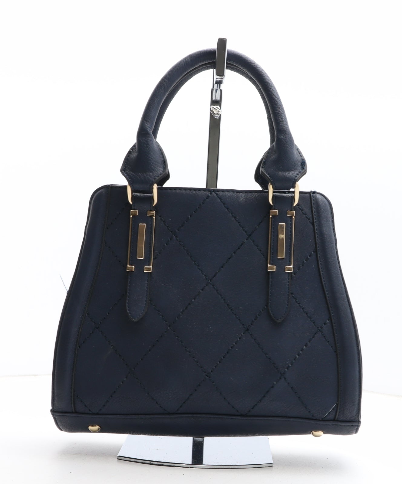 Preworn Womens Blue Polyurethane Top Handle Bag Size Small