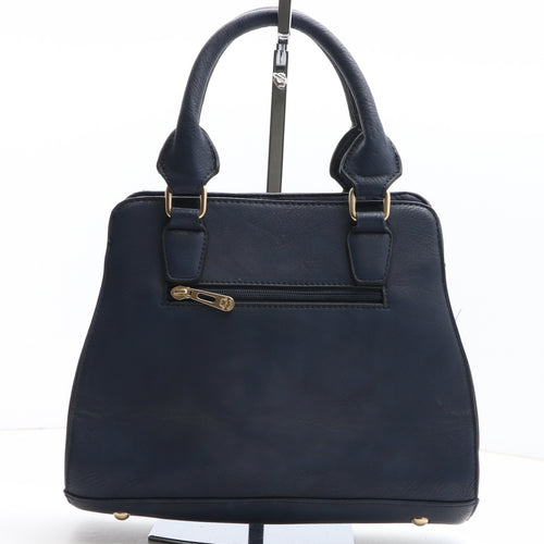 Preworn Womens Blue Polyurethane Top Handle Bag Size Small